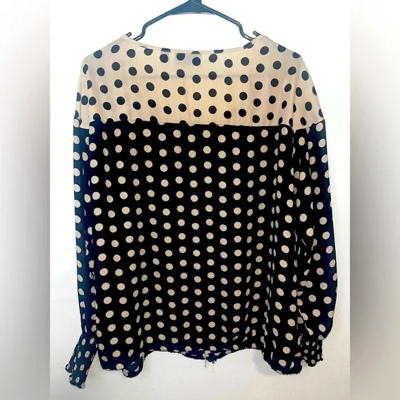 New York & Company Polka Dot Long sleeve Blouse - Picture 2 of 3